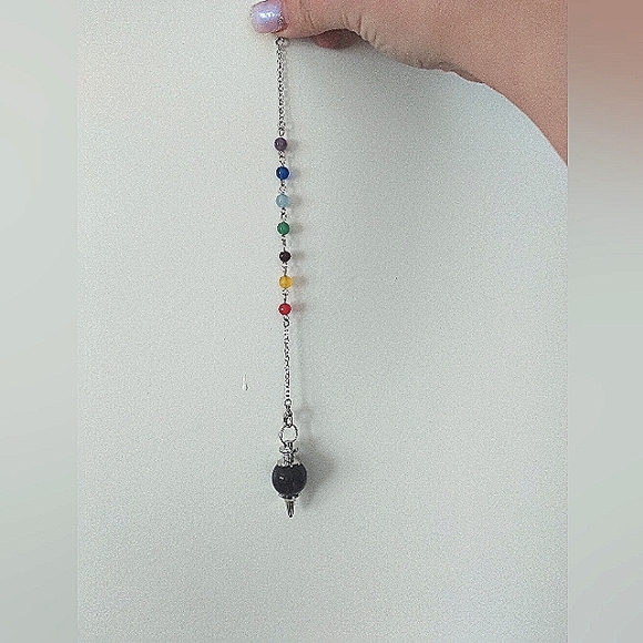 Pendulum 7 Chakra Beads Crystals Healing Keychain Purse Amethyst Natural Gem - Picture 3 of 10